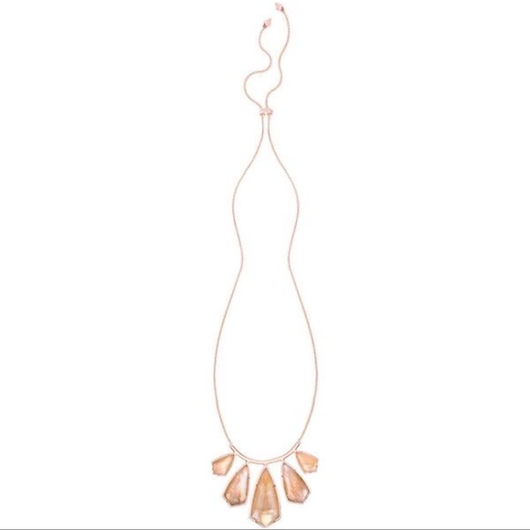 Kendra Scott Rhyan Rose Gold Statement Necklace in Brown Mother of Pearl - Picture 3 of 8